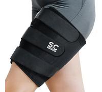 Adjustable Thigh Support Brace Size L XL for Men and Women, Non Slip Breathable Neoprene Compression Wrap with Three Secure Velcro Straps, Upper Leg Hamstring Quad Groin Sleeve for Sport and Recovery
