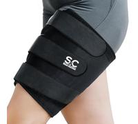 Adjustable Thigh Support Brace Size XXL for Men and Women, Non Slip Breathable Neoprene Compression Wrap with Three Secure Velcro Straps, Upper Leg Hamstring Quad Groin Sleeve for Sport and Recovery