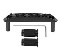 Adjustable Threaded Saddle Guitar Bridge Replacement For Jag J master Style Guitars, High Quality Metal Bridge with Body Anchors, Perfect Intonation Solution for Vintage Gu (Black)