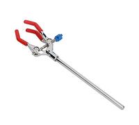 Adjustable Three Prong Flask Clamp, 11 Inch Rubber Coated Condenser Holder Multipurpose Extension Clamp Accessory for Laboratory Glassware Retort Stand