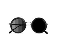 Adjustable Tint Polarized Round Sunglasses - Vision Guard Eyewear with Adjustable Lens ND9 Stepless Tint, Black Polarized UV Protection Glasses for Outdoor Sports and Driving(Gold Frame)