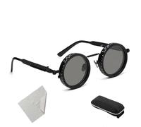 Adjustable Tint Polarized Sunglasses for Outdoor 1 to 9 Gears, Round Lenses with ND Filter, UV Protection for Driving, Fishing, Hiking, Men & Women Black