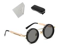 Adjustable Tint Sunglasses with 1-9 Gears Round Polarized Lenses, ND Filter, UV Protection, Perfect for Outdoor, Driving, Fishing, Men & Women Black Gold