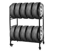 Adjustable Tire Storage Rack with Swivel Casters for Garage and Workshop Organization