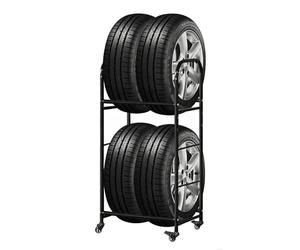 Adjustable Tire Storage Rack with Swivel Casters for Garage and Workshop Organization