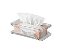 Adjustable Tissue Box Holder with Spring Mechanism -Acrylic Tissue Box Cover Rectangle for Easy Access and Stylish Storage, Fits Most Boxes