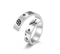 Adjustable Titanium Steel Ring And Stainless Steel Bracelet With Twelve Zodiac Signs Opening