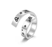 Adjustable Titanium Steel Ring And Stainless Steel Bracelet With Twelve Zodiac Signs Opening