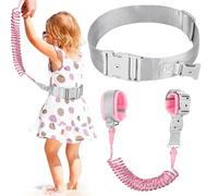 Adjustable Toddler Safety Harness with Reflective Wrist Strap & Lock, Walking Belt for Kids 1-4 Years, Pink