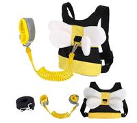 Adjustable Toddler Safety Harness with Wrist Strap, Child Walking Assistant Leash with Secure Lock, Yellow Bee Design,Anti Lost Harness no Pocket