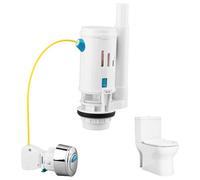 Adjustable Toilet Dual Flush Valve with Push Button Toilet Flush System Replacement 2'' Outlet 280mm Cable Concealed Cistern Flush Parts Replacement