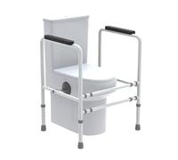Adjustable Toilet Safety Frame with Padded Armrests & Non-Slip Base - Essential Toilet Safety Rails for Seniors Elderly & Disabled for Enhanced Stability & Support