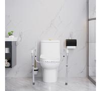 Adjustable Toilet Safety Rails,Bathroom Safety Rail with Padded Handles,Wall Mounted Toilet Support,Toilet Frame for Elderly Adults Senior Disabled Handicap