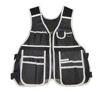 Adjustable Tool Vest Reflective Work Vest Multi-Pockets Oxford Cloth Outdoor Workwear Adjustable Strap Utility Workwear Tool Pouch for Carpenters & Construction Workers (White)