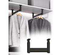 Adjustable Top Mount Wardrobe Rail for Hanging Clothes Under Cabinet Hanger Height Adjustable Valet Tube Holder Heavy Duty Organizer for Home Office & Closet Storage