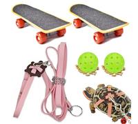 Adjustable Tortoise Leash and Skateboard Set and Treat Ball, Training Harness and Skateboard for Turtle Dragon Bearded Lizard Small Pets, Pet Tortoise Toys, Accessories for Tortoises (Pink Large)