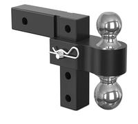 Adjustable Trailer Hitch Ball Mount Fits 2-Inch Receiver 6-Inch Drop Hitch Tow Hitch Aluminum Forged Shank 2“& 2-5/ 16“Balls for Caravan Boat(Nero)