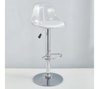 Adjustable Transparent Bar Stool with Backrest & Footrest, Modern Swivel Design, Simple Plastic Bar Chair for Home, Kitchen, Pub, and Dining Use