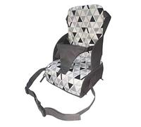 Adjustable Travel Booster, Soft Foam Cushion, Fabric, 6 Months to 3 Years Old, Foldable, 3-Point Harness, for Dining Chairs with Stylish Bag for Convenient Storage (Minimalist)