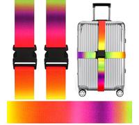 Adjustable Travel Luggage Strap Suitcase Belt Travel Bag Accessories 1.96 in W x 6.23 ft L (2 Pack-Rainbow)