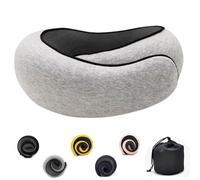 Adjustable Travel Neck Pillow Made of Memory Foam Cotton Neck Support Pillow, Foldable U-shaped Snap Neck Pillow, Practical Ergonomic Travel Pillow,light gray