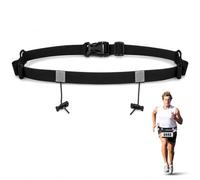 Adjustable Triathlon Race Belt 6 Gel Loops Non-Slip Marathon Bib Holder | Sweatproof polyester with non-slip lining, quick-release buckle, no-pin fabric-safe design for endurance sports events