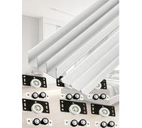 Adjustable Triple Track Sliding Door Hardware Kit, Aluminum Rails for Wardrobe, Room Divider, Cabinet Doors, Flush Mount, Black, 200cm/79in
