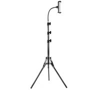 Adjustable Tripod Flexible Gooseneck Phone Holder Universal Floor Stand Mount, 1.9M Tall Mobile Phone Tripod Stand, 360° Rotation, Black
