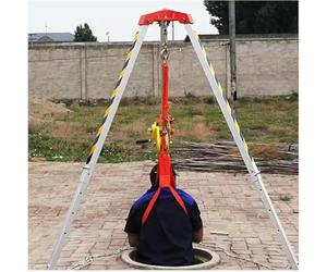 Adjustable Tripod for Confined Space Rescue & Deep Well Operations - Retractable Legs, Fall Protection, Lifting Equipment for Emergency Rescues