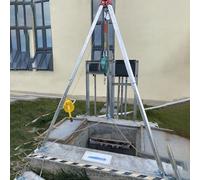 Adjustable Tripod for Confined Space Rescue with Winch, Fall Protection Device & Safety Harness - Essential Hoisting Gear for Safe Operations