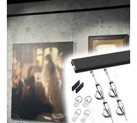 Adjustable ture Hanging System - 26 Feet Aluminum Wall Rail for Art & Photos Versatile Gallery Display Kit with Accessories for Home/Studio (120cm Rail 250cm Cable)