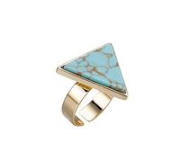 Adjustable Turquoise Rings Alloy Plated Geometric Triangle Natural Stone Ring Nice Processing