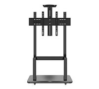 Adjustable TV Cart for 32"-65" Flat/Curved TVs, Height-Adjustable Mobile Stand with Tray, Freestanding TV Cart, Black, 70x44x165 cm