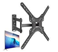 Adjustable TV Wall Mount - Full Motion Tilt & Swivel Metal Bracket for Home Heavy-Duty Black TV Mounting Support Universal Compatibility Easy Installation
