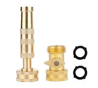 Adjustable Twist Jet Nozzle High Pressure, Water Sprayer, with Garden Water Hose Shut Off Valve, Heavy Duty Brass Hose Nozzle 3/4" GHT Connector