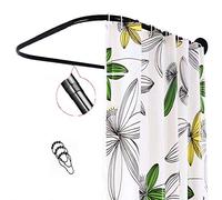 Adjustable U-Shaped Shower Curtain Rod - No Drill, Expandable Corner Support Bar, Fits 32-47 Inches, Curved Design for Easy Installation & Modern Bathroom Decor