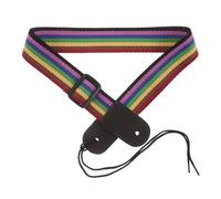 Adjustable Ukulele Strap for Soprano Ukuleles, Adult Shoulder Harness | Polyester and Leather Build, Rainbow Colour Finish, Concert and Festival Use, Secure Attachment for Four-string Instruments