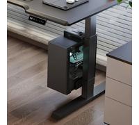 Adjustable Under Desk Clamp-on Desk Leg PC Mount, Cpu Bracket Space-Saving Width Adjustable, Black Steel Bracket(Black)