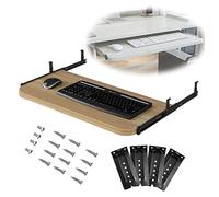 Adjustable Under-Desk Keyboard and Mouse Tray with Drawer, Space-saving Pull-out Shelf, Computer Accessories, White, 70 x 27 cm, Ideal Home Office Solution