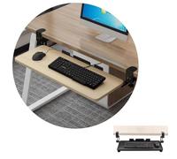 Adjustable Under Desk Keyboard Tray & Mouse Pad Holder with C-Clamp, Height 52/65/75cm, Pull-Out Der, Oak h, 75x24cm/30x10in, Design for Home Office
