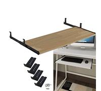 Adjustable Under-Desk Keyboard Tray with 14-Inch Sliding Rail Wooden Pull-Out Shelf Space-Saving Design for Home/Office Easy Installat Fits 54/60/70 x 27 cm De