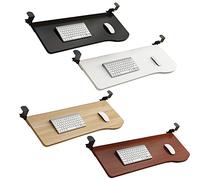 Adjustable Under-Desk Keyboard Tray with Mouse Holder - Sturdy Wood & Metal Glide Space-Saving Desk Extension 25.6" x 9.8" (65 x 25 cm) White - Enhance Workspace Efficiency