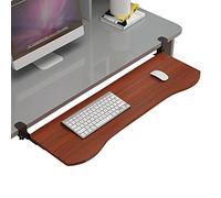 Adjustable Under-Desk Keyboard Tray with Mouse Support, Clamp Mount, Wooden Extension, Storage Shelf, Perfect for Home Office and Ergonomic Setup