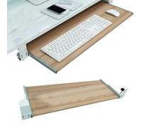 Adjustable Under-Desk Keyboard Tray with Pull-Out Mouse Platform - Clamp-On Keyboard Holder No-Drill Installation 55/65/75 x 30 cm - Ergonomic Computer Keyboard Drawer for Efficient Typing