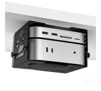 Adjustable Under Desk Mini PC Mount Bracket,6-Level Height Adjustable (1.7" to 3.3"),Width Adjustable Metal CPU Holder for Mac mini M4,Small PCs,Universal Adjustable Mount,Space Saving Mini PC Mount