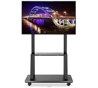 Adjustable Universal Mobile TV Stand with Rolling Casters VESA Compatible for 32-75 Inch TVs 110kg Load Capacity Cable Management & Storage Shelf Perfect for Home and Office Use