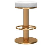 Adjustable Velvet Bar Stool with 360° Swivel Footrest, No Back Metal Base, Counter Height for Kitchen Island Café Pub