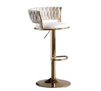 Adjustable Velvet Bar Stools Set of 6, 360° Swivel with Woven Back & Footrest, Gold Legs, 150kg Weight Capacity for Home Dining & Living Room