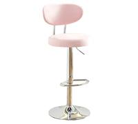 Adjustable Velvet Bar Stools with Backrest - High Swivel Chairs for Kitchen Island, Cafe, Dining Room, Restaurant - Pink/Brown Cushion Seating