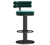 Adjustable Velvet Bar Stools with Swivel Backrest, Round Base & Footrest - Modern Dining Room & Kitchen Island Seating - & Slish Design for t